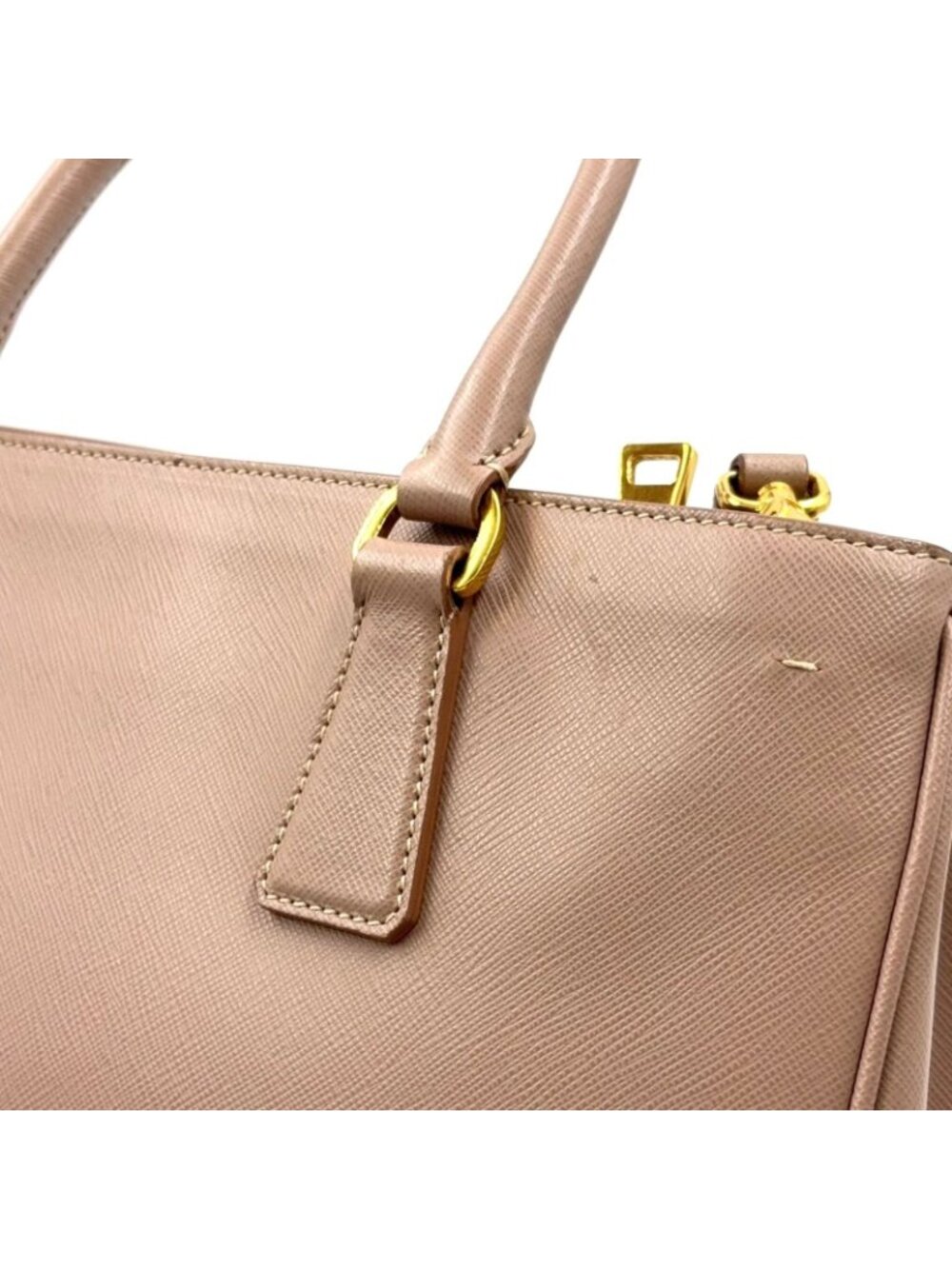Prada Galleria Saffiano Leather Pink Beige Shoulder Bag Gold - Picture 10 of 15